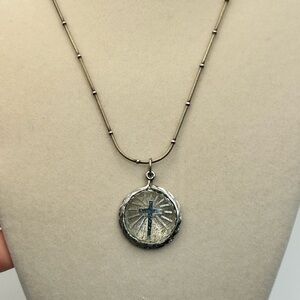 Sterling Silver Confirmation Cross Necklace Round Pendant 17" 925 Chain Vintage